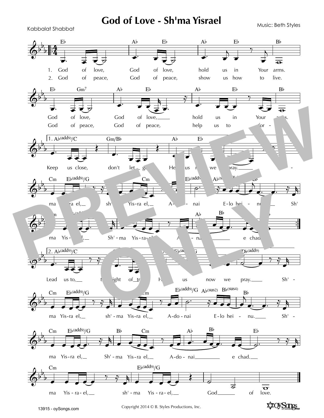 Learn to play Beth Styles God of Love - Sh'ma Yisrael sheet music for Lead Sheet / Fake Book in minutes. Price: 5.9900$ Beth Styles God of Love - Sh'ma Yisrael sheet music notes and chords arranged for Lead Sheet / Fake Book