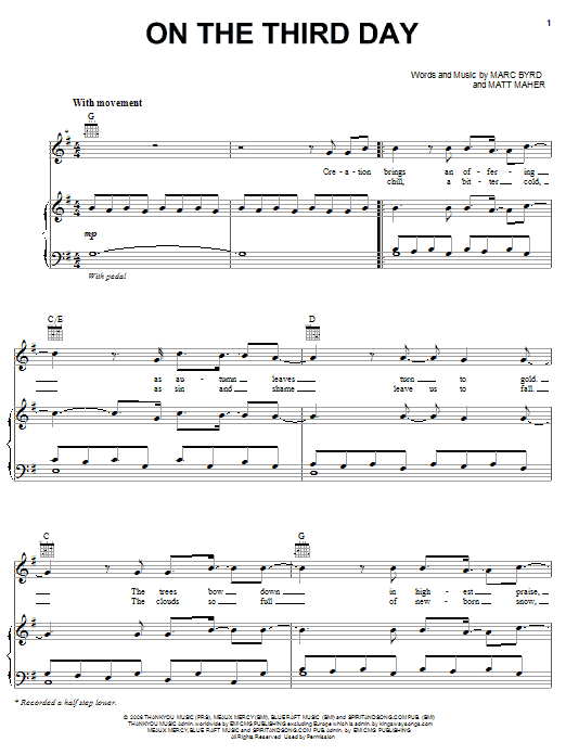 Learn to play Bethany Dillon On The Third Day sheet music for Easy Piano in minutes. Price: 6.9900$ Bethany Dillon On The Third Day sheet music notes and chords arranged for Easy Piano