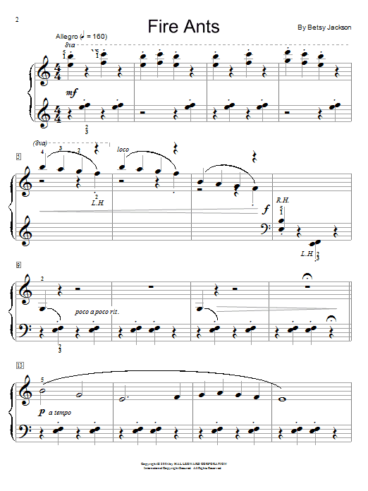 Learn to play Betsy Jackson Fire Ants sheet music for Educational Piano in minutes. Betsy Jackson Fire Ants sheet music notes and chords. Download Printable PDF.