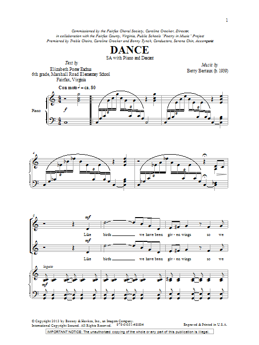 Betty Bertaux Dance sheet music notes and chords. Download Printable PDF.