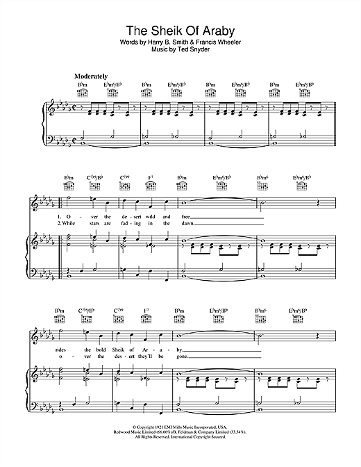 Learn to play Betty Grable The Sheik Of Araby sheet music for Piano, Vocal & Guitar (Right-Hand Melody) in minutes. Betty Grable The Sheik Of Araby sheet music notes and chords. Download Printable PDF.