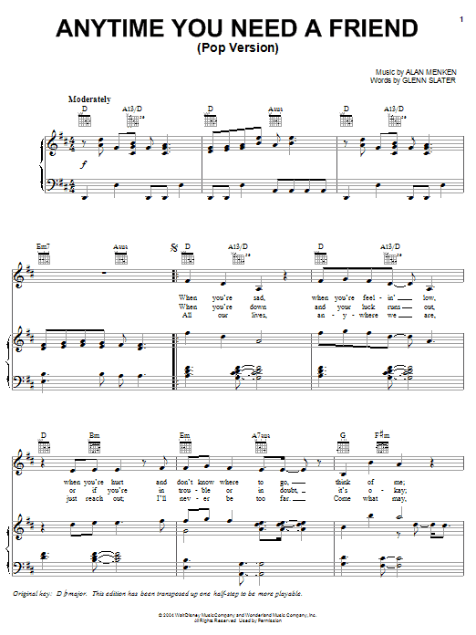 Learn to play The Beu Sisters Anytime You Need A Friend (Pop Version) sheet music for Piano, Vocal & Guitar (Right-Hand Melody) in minutes. The Beu Sisters Anytime You Need A Friend (Pop Version) sheet music notes and chords. Download Printable PDF.