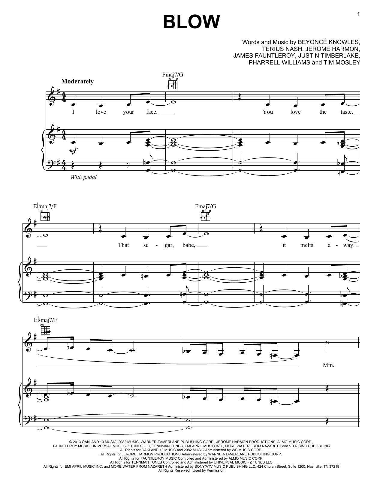 Beyoncé Blow sheet music notes and chords. Download Printable PDF.