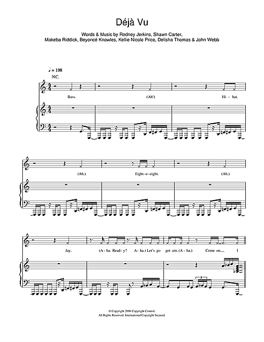 Beyoncé Deja Vu sheet music notes and chords. Download Printable PDF.