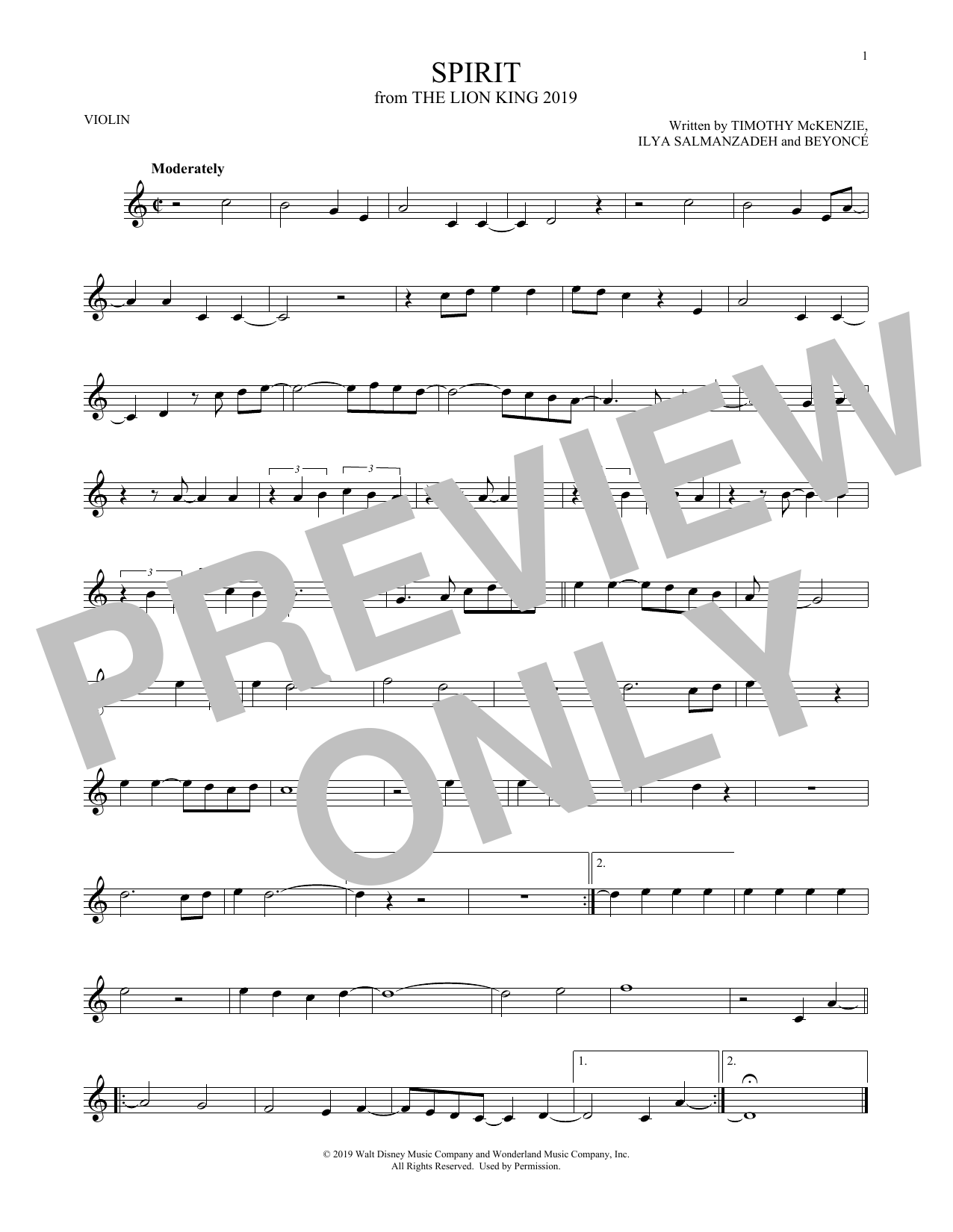 Learn to play Beyonce Spirit (from The Lion King 2019) sheet music for Oboe Solo in minutes. Price: 4.9900$ Beyonce Spirit (from The Lion King 2019) sheet music notes and chords. Download Printable PDF.