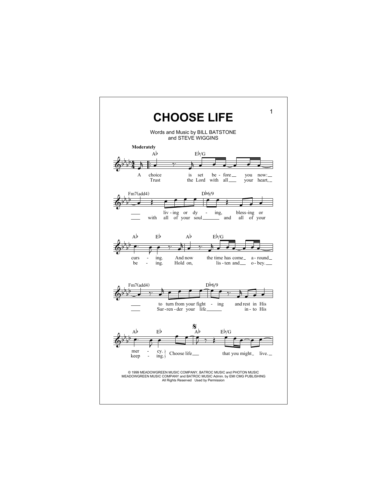 Big Tent Revival 'Choose Life' Sheet Music, Chords & Lyrics Download