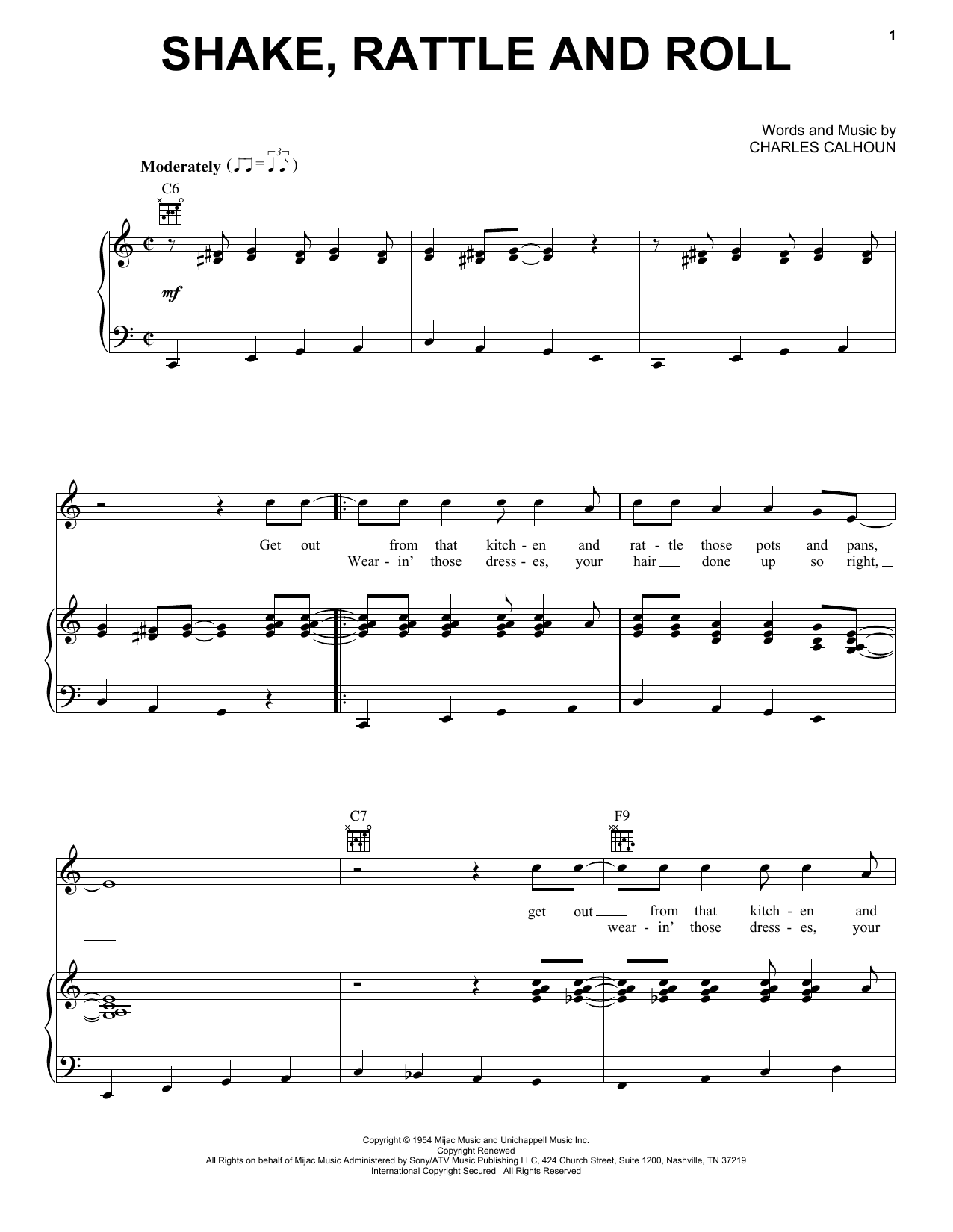 Bill Haley Shake, Rattle And Roll sheet music notes and chords - Download Printable PDF and start playing in minutes.