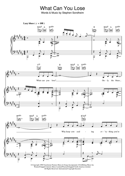 Learn to play Bill Bottrell What Can You Lose? sheet music for Piano, Vocal & Guitar (Right-Hand Melody) in minutes. Bill Bottrell What Can You Lose? sheet music notes and chords. Download Printable PDF.