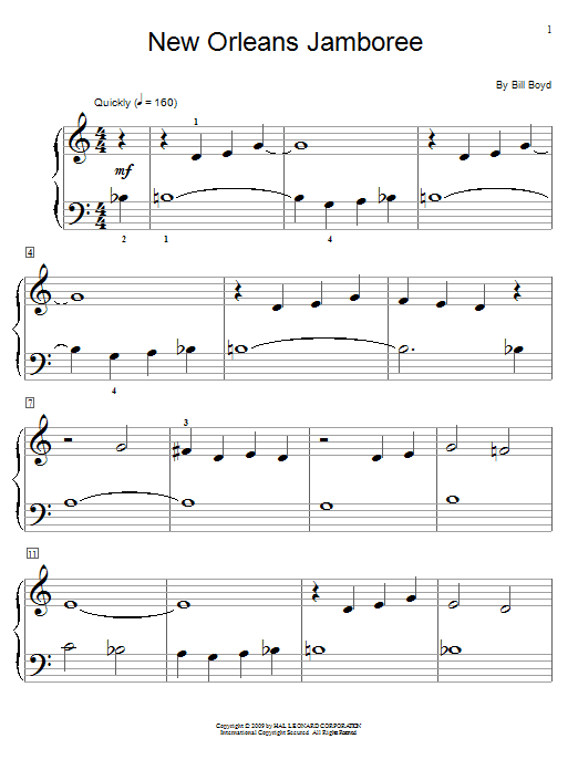 Bill Boyd New Orleans Jamboree sheet music notes and chords arranged for Educational Piano