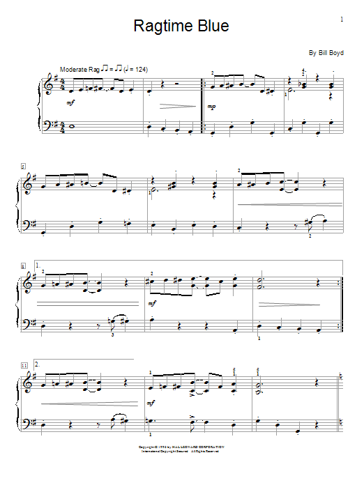 Bill Boyd Ragtime Blue sheet music notes and chords. Download Printable PDF.