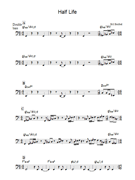 Bill Bruford Half Life sheet music notes and chords. Download Printable PDF.