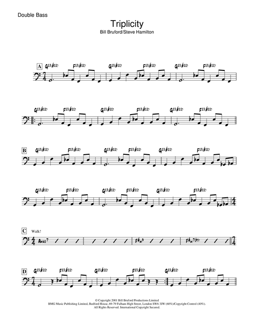 Bill Bruford Triplicity sheet music notes and chords. Download Printable PDF.