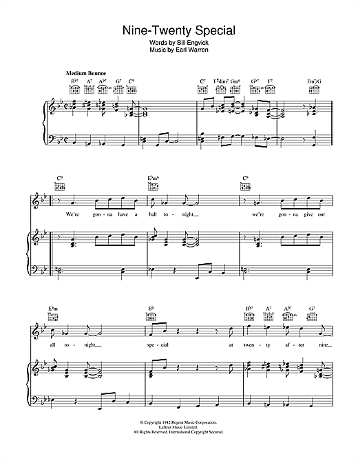 Bill Engvick Nine-Twenty Special sheet music notes and chords. Download Printable PDF.