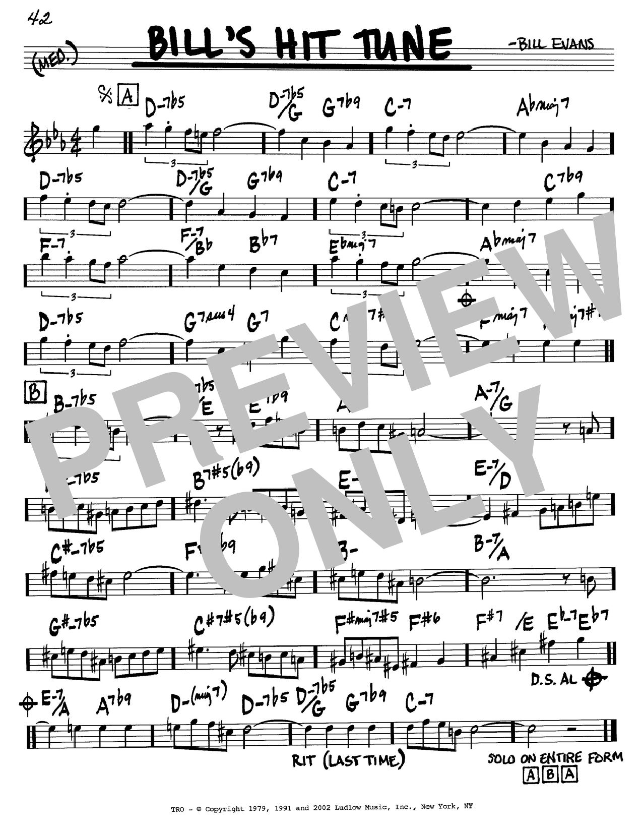 Learn to play Bill Evans Bill's Hit Tune sheet music for Piano Solo in minutes. Bill Evans Bill's Hit Tune sheet music notes and chords. Download Printable PDF.