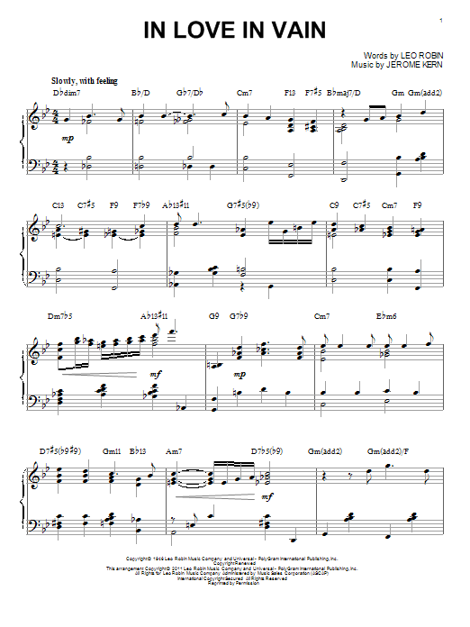 Learn to play Bill Evans In Love In Vain sheet music for Piano Solo in minutes. Bill Evans In Love In Vain sheet music notes and chords
