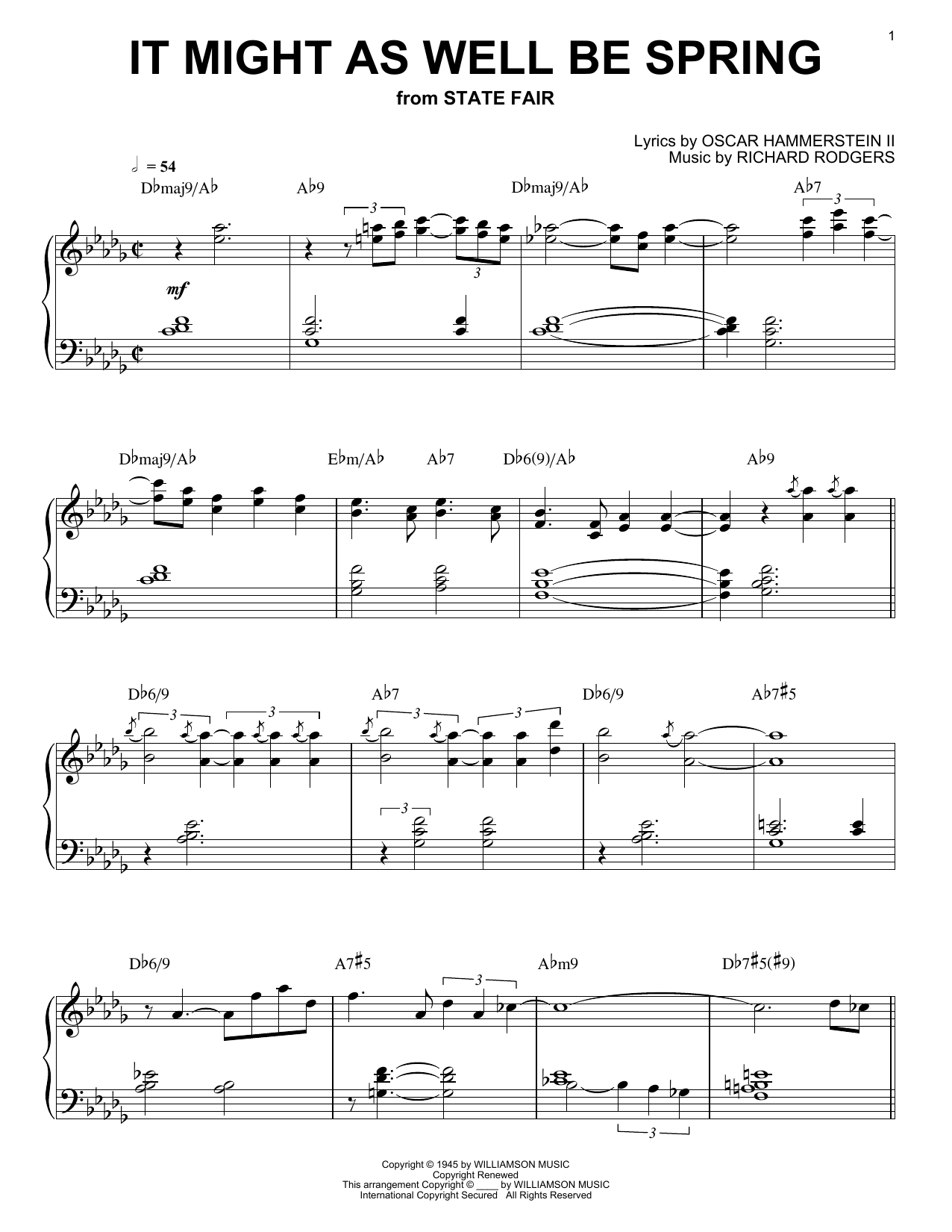 Bill Evans It Might As Well Be Spring sheet music notes and chords. Download Printable PDF.