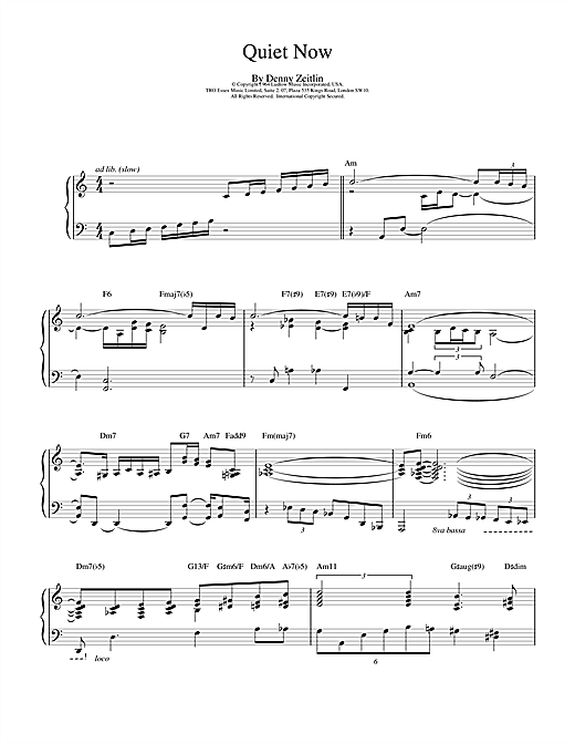 Bill Evans Quiet Now sheet music notes and chords. Download Printable PDF.