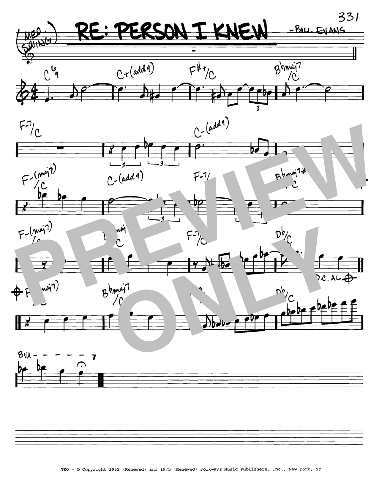 Learn to play Bill Evans Re: Person I Knew sheet music for Piano Solo in minutes. Bill Evans Re: Person I Knew sheet music notes and chords. Download Printable PDF.