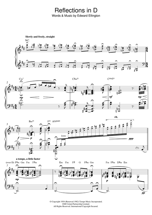 Learn to play Bill Evans Reflections In D sheet music for Piano Solo in minutes. Bill Evans Reflections In D sheet music notes and chords. Download Printable PDF.