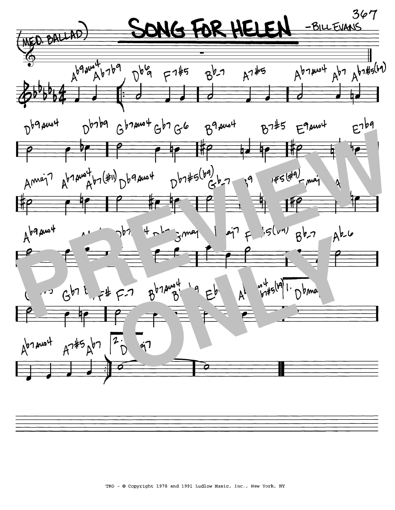Learn to play Bill Evans Song For Helen sheet music for Real Book – Melody & Chords in minutes. Bill Evans Song For Helen sheet music notes and chords. Download Printable PDF.