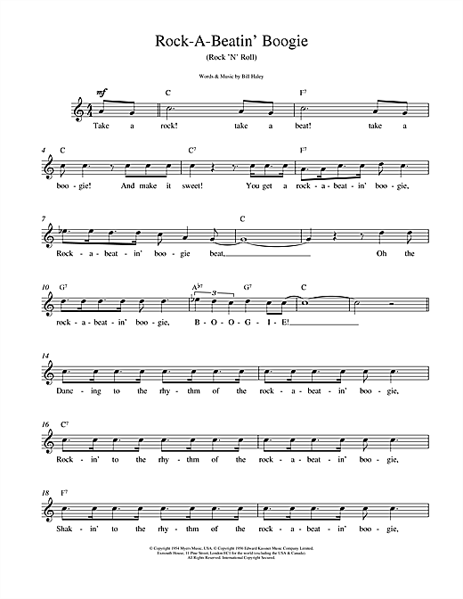 Bill Haley Rock A Beatin Boogie sheet music notes and chords. Download Printable PDF.