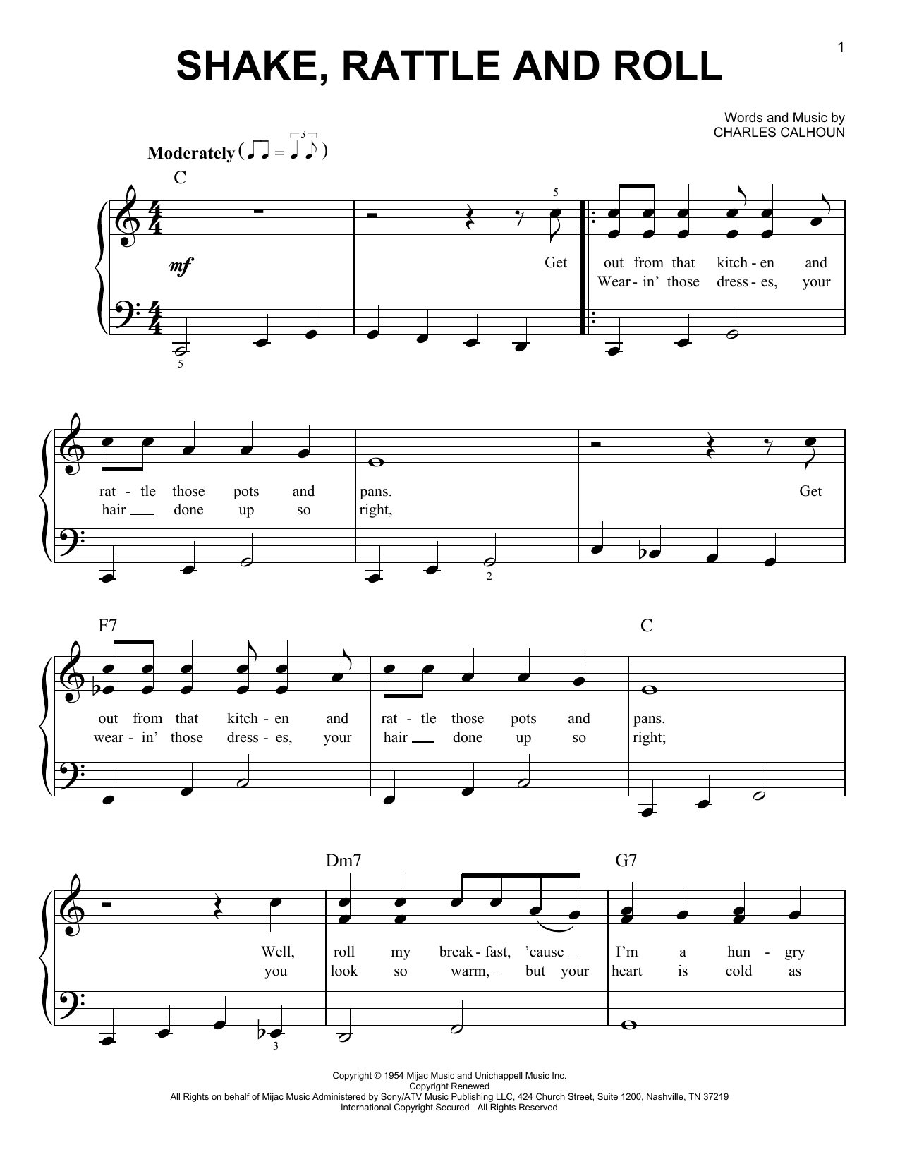 Bill Haley Shake, Rattle And Roll sheet music notes and chords. Download Printable PDF.