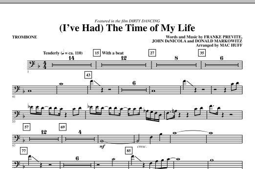 Learn to play Bill Medley & Jennifer Warnes (I've Had) The Time Of My Life (arr. Mac Huff) - Trombone sheet music for Choir Instrumental Pak in minutes. Bill Medley & Jennifer Warnes (I've Had) The Time Of My Life (arr. Mac Huff) - Trombone sheet music notes and chords. Download Printable PDF.