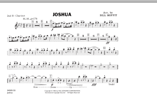 Learn to play Bill Moffit Joshua - 2nd Bb Clarinet sheet music for Marching Band in minutes. Bill Moffit Joshua - 2nd Bb Clarinet sheet music notes and chords. Download Printable PDF.