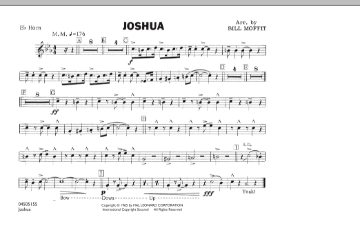 Learn to play Bill Moffit Joshua - Eb Horn sheet music for Marching Band in minutes. Bill Moffit Joshua - Eb Horn sheet music notes and chords. Download Printable PDF.