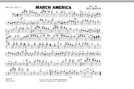 Learn to play Bill Moffit March America - Baritone B.C. sheet music for Marching Band in minutes. Bill Moffit March America - Baritone B.C. sheet music notes and chords. Download Printable PDF.