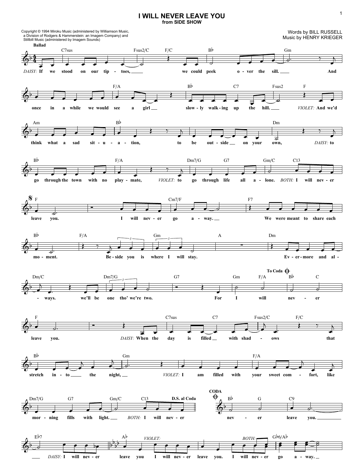 Learn to play Bill Russell I Will Never Leave You sheet music for Piano, Vocal & Guitar Chords (Right-Hand Melody) in minutes. Price: 7.8900$ Bill Russell I Will Never Leave You sheet music notes and chords arranged for Piano, Vocal & Guitar Chords (Right-Hand Melody)