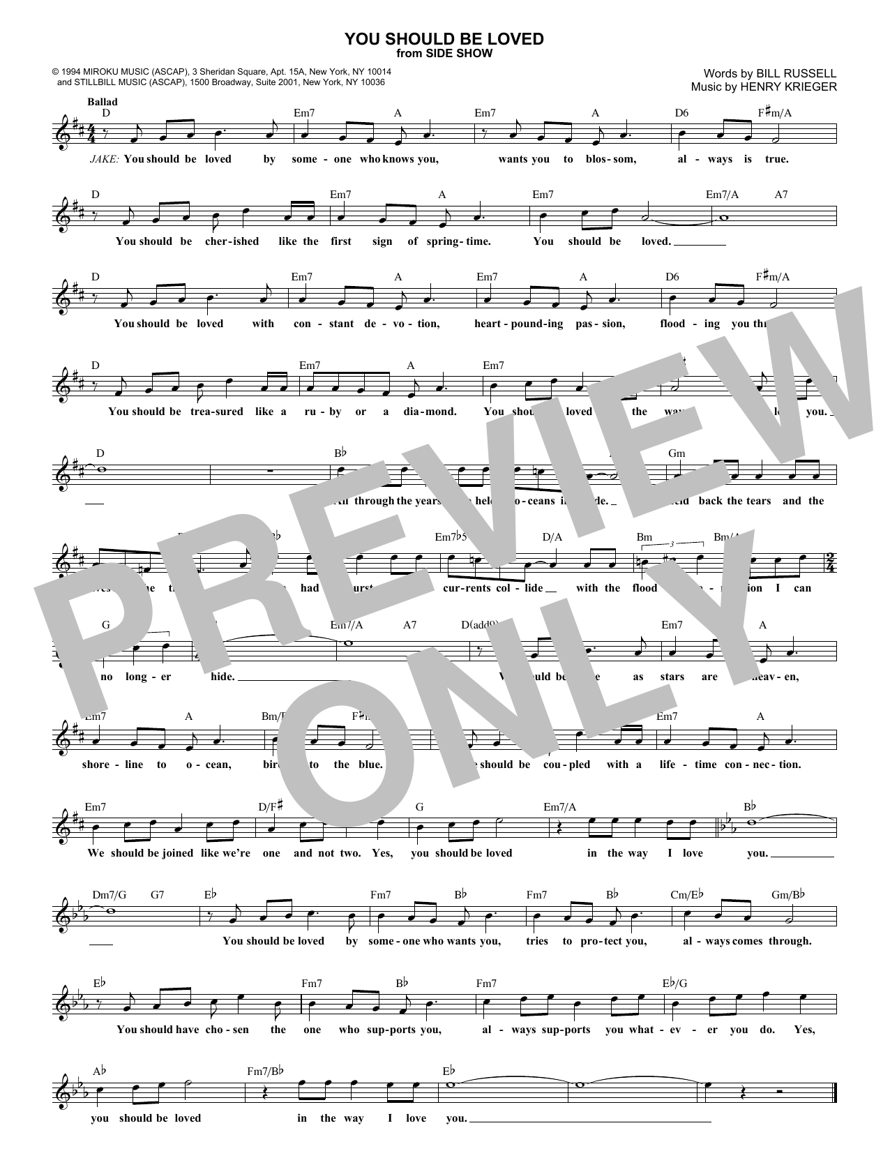 Learn to play Bill Russell You Should Be Loved sheet music for Lead Sheet / Fake Book in minutes. Price: 5.9900$ Bill Russell You Should Be Loved sheet music notes and chords arranged for Lead Sheet / Fake Book