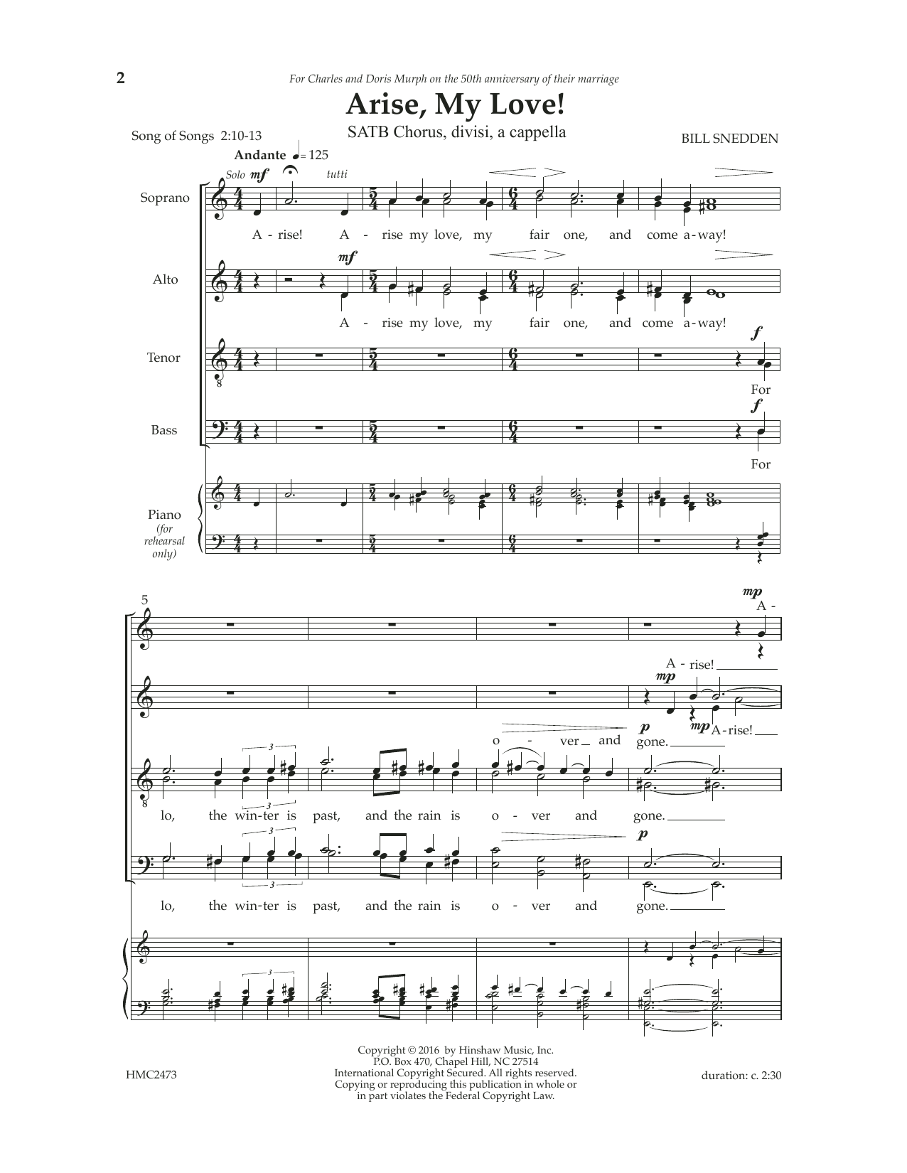 Bill Snedden Arise, My Love sheet music notes and chords. Download Printable PDF.