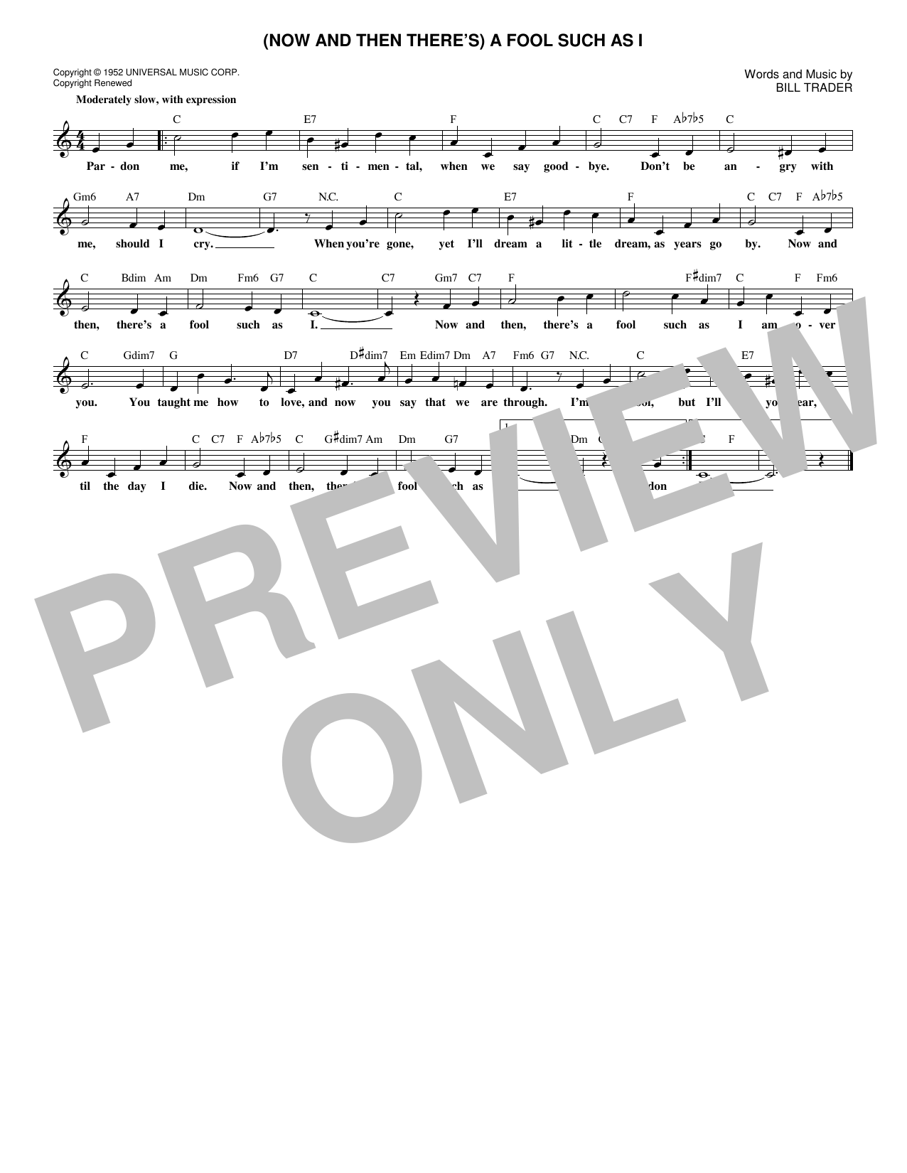 Learn to play Bill Trader (Now And Then There's) A Fool Such As I sheet music for Easy Lead Sheet / Fake Book in minutes. Price: 5.9900$ Bill Trader (Now And Then There's) A Fool Such As I sheet music notes and chords arranged for Easy Lead Sheet / Fake Book