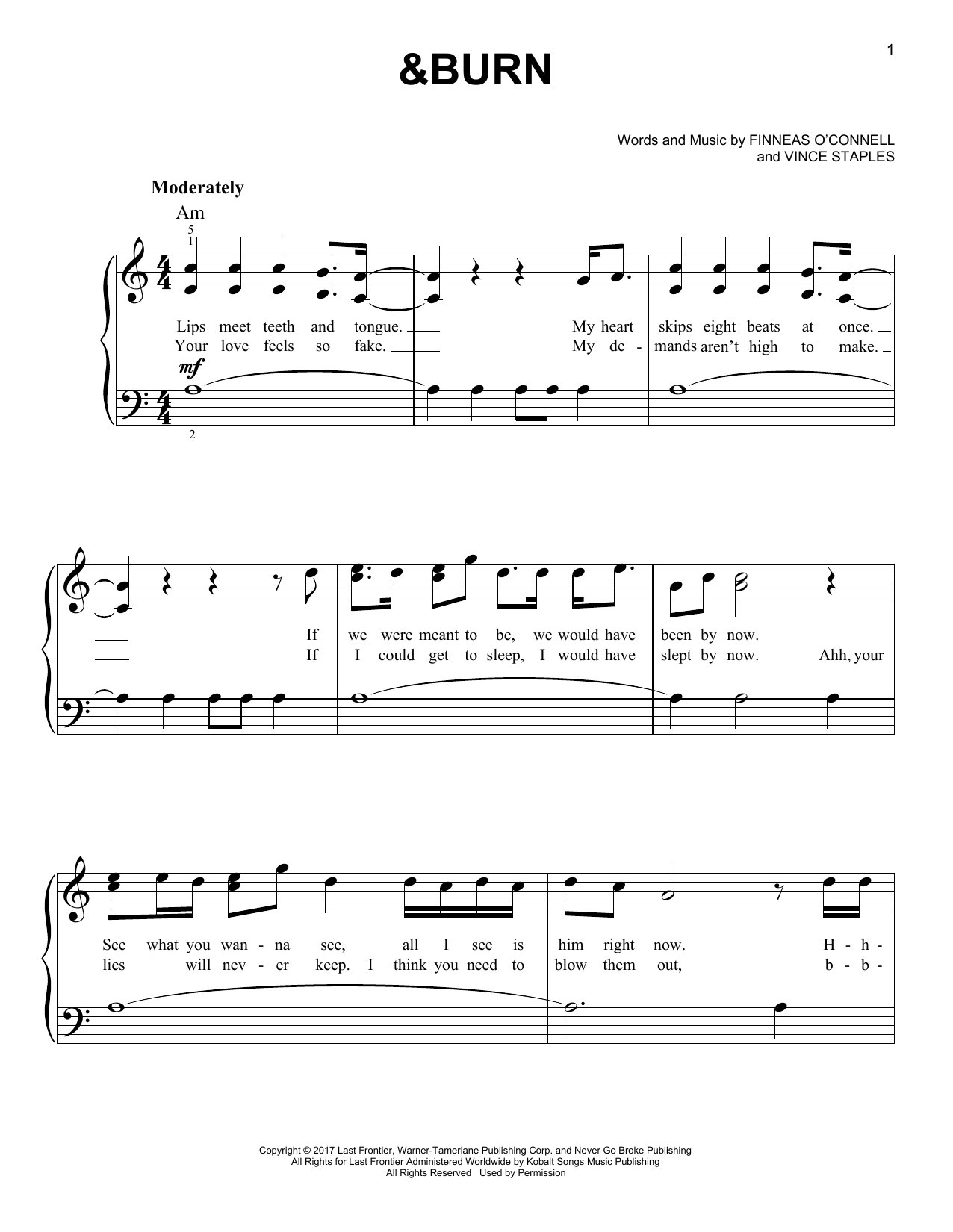 Billie Eilish &burn (with Vince Staples) sheet music notes and chords. Download Printable PDF.