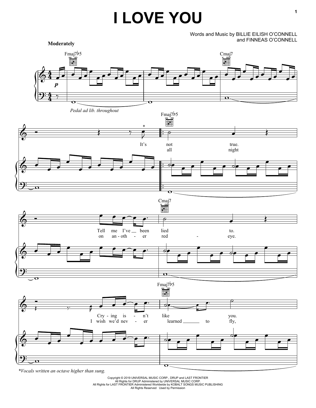 Billie Eilish "i love you" Sheet Music & PDF Chords Really Easy