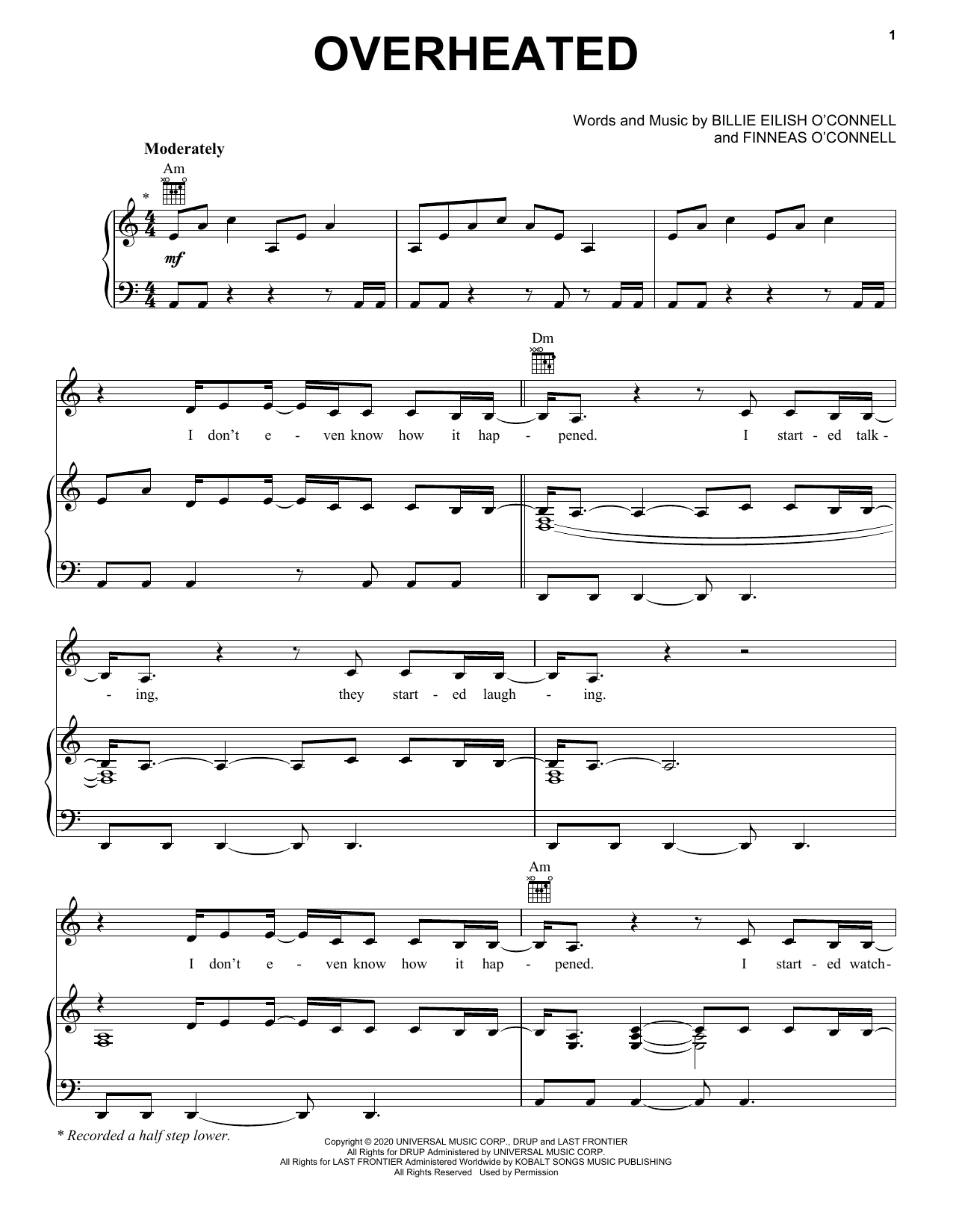 Billie Eilish OverHeated sheet music notes and chords. Download Printable PDF.