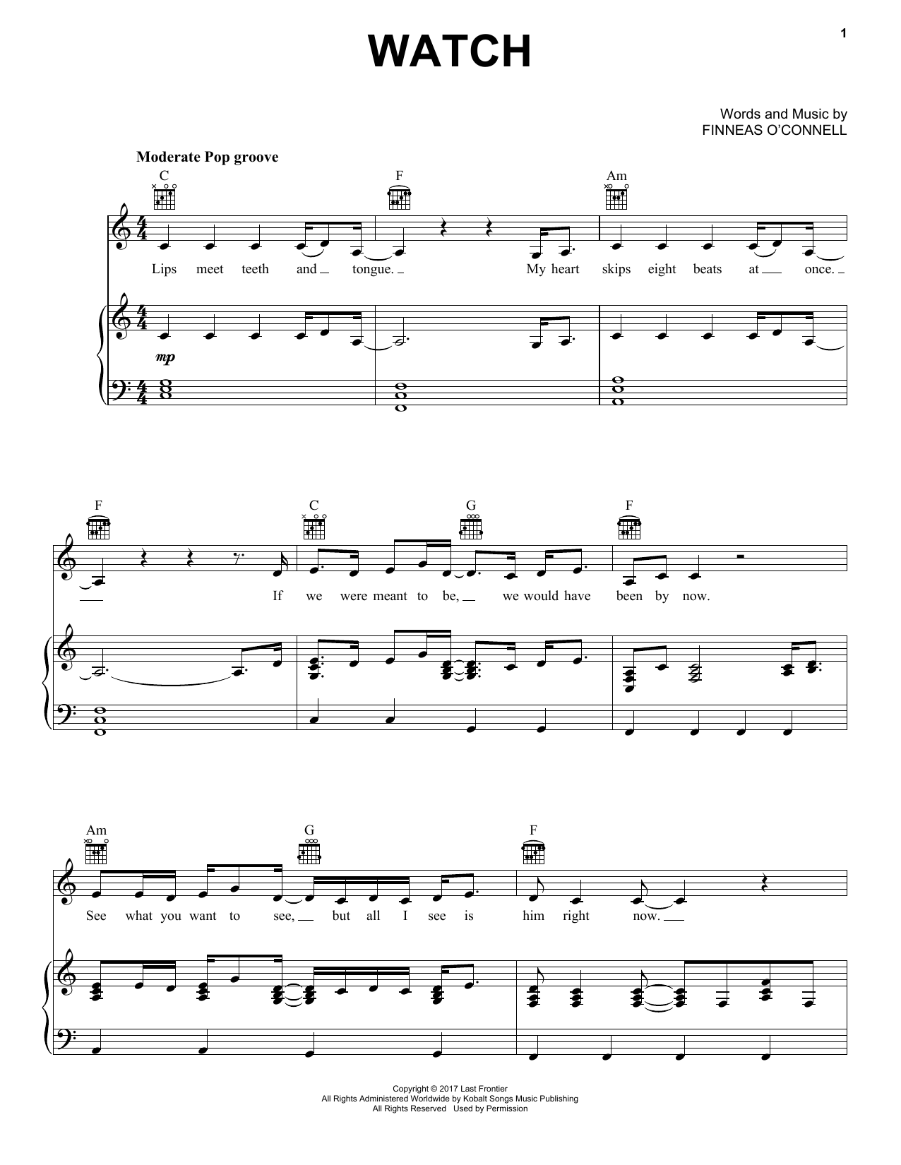 Billie Eilish "watch" Sheet Music Notes, Chords | Pop Partiture Download Printable 448122