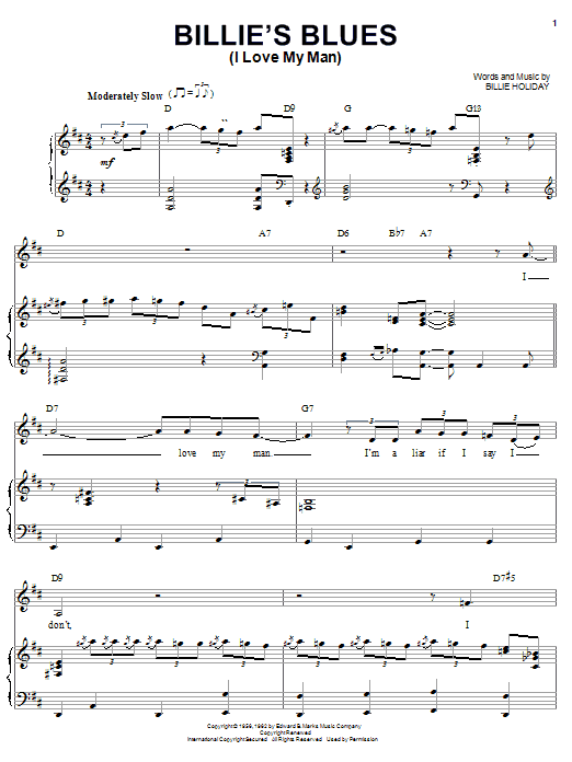 Learn to play Billie Holiday Billie's Blues (I Love My Man) sheet music for Real Book – Melody, Lyrics & Chords in minutes. Billie Holiday Billie's Blues (I Love My Man) sheet music notes and chords. Download Printable PDF.
