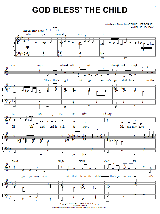 Learn to play Billie Holiday God Bless' The Child sheet music for Easy Piano in minutes. Billie Holiday God Bless' The Child sheet music notes and chords. Download Printable PDF.