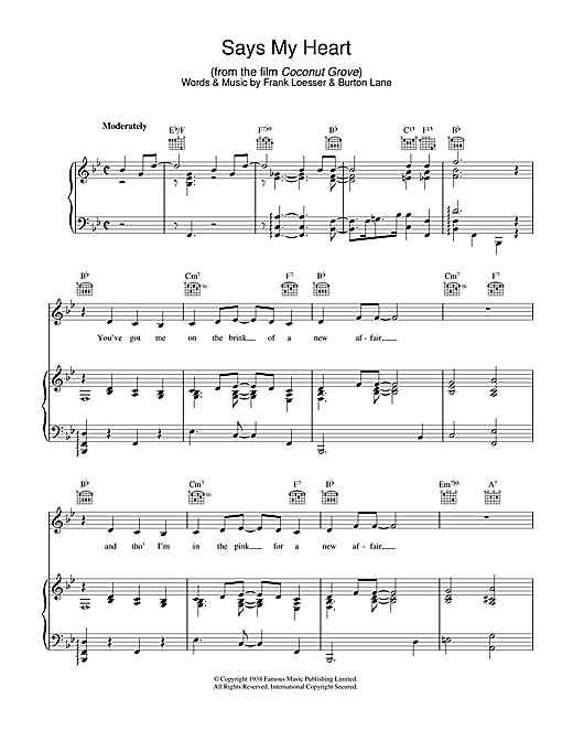 Billie Holiday Says My Heart sheet music notes and chords. Download Printable PDF.