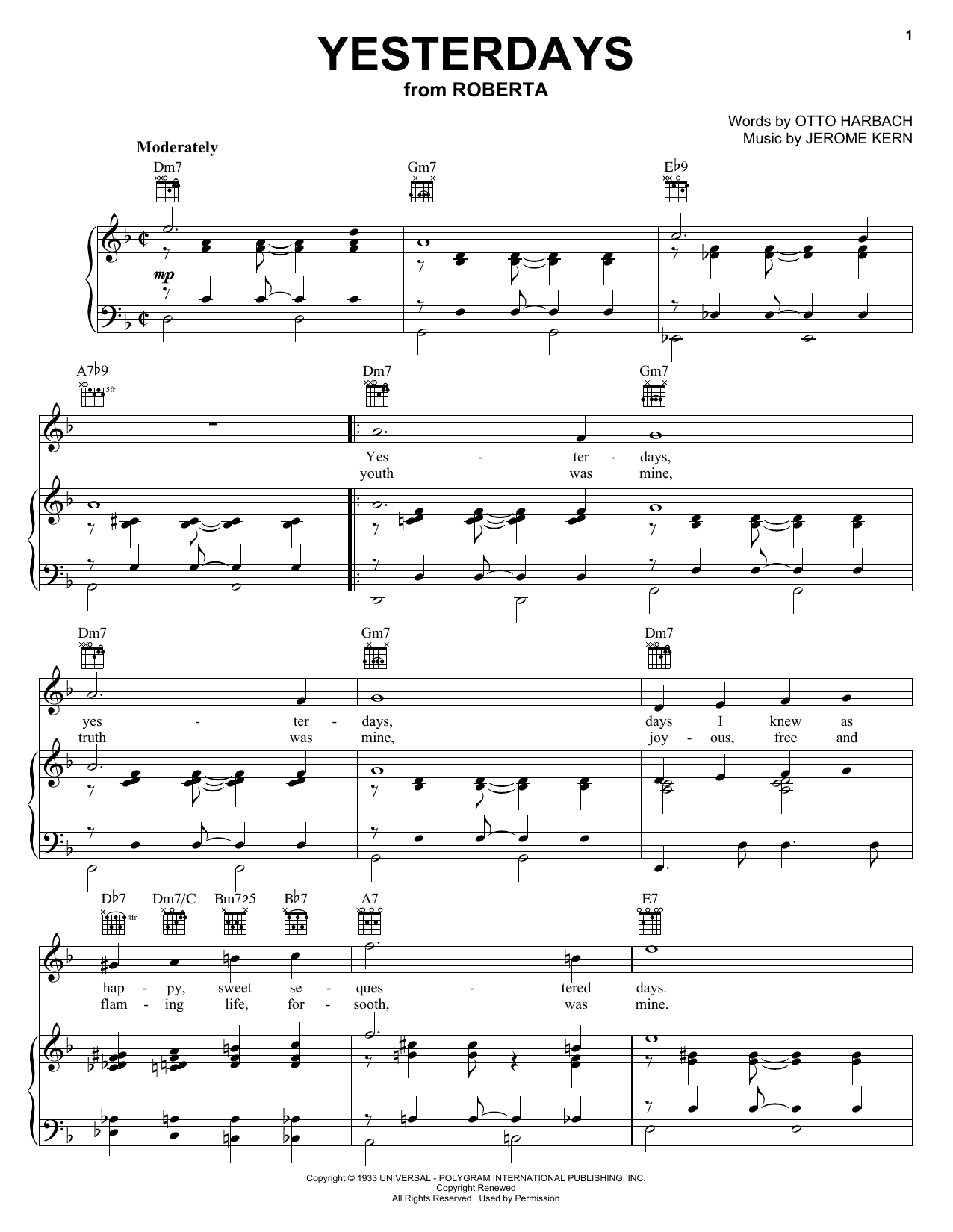 Billie Holiday Yesterdays sheet music for Piano, Vocal & Guitar (Right-Hand Melody) in minutes. Price: 7.8900$ Billie Holiday Yesterdays sheet music notes and chords. Download Printable PDF.