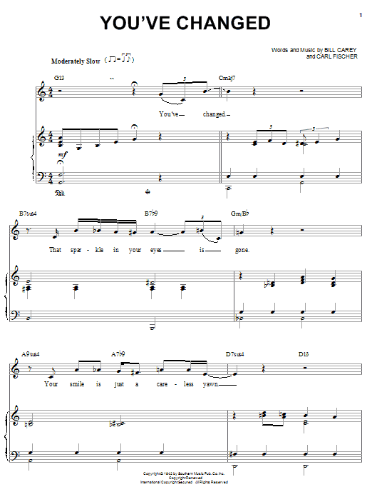 Connie Russell You've Changed sheet music notes and chords. Download Printable PDF.