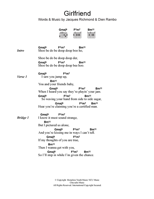 Billie Piper Girlfriend Sheet Music Pdf Notes Chords Pop Score Guitar Chords Lyrics Download Printable Sku