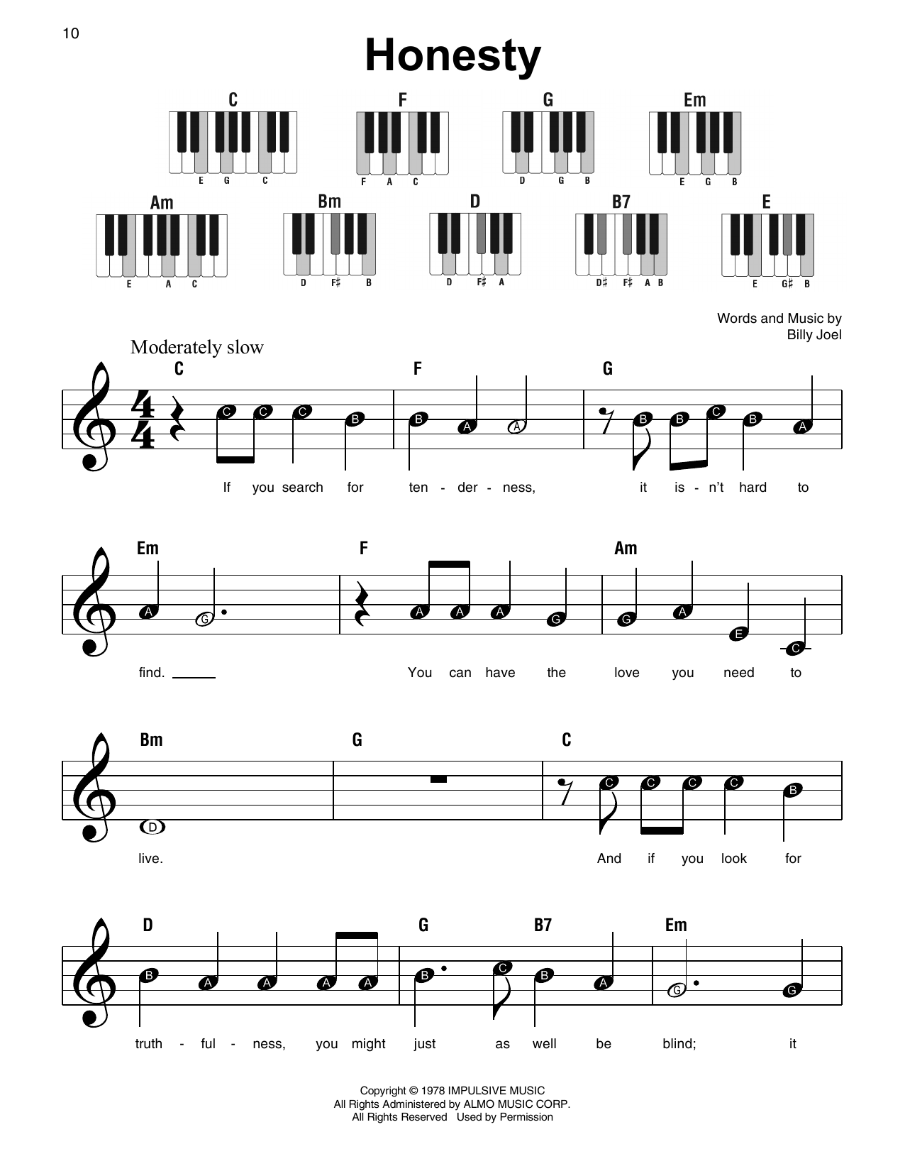 Billy Joel Honesty sheet music notes and chords. Download Printable PDF.