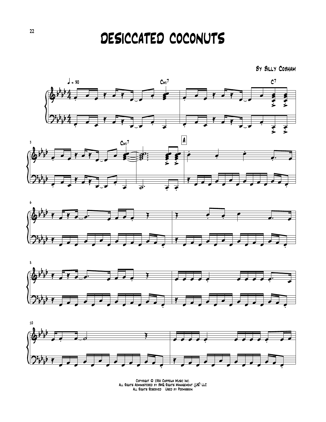 Billy Cobham Desiccated Coconuts sheet music notes and chords. Download Printable PDF.