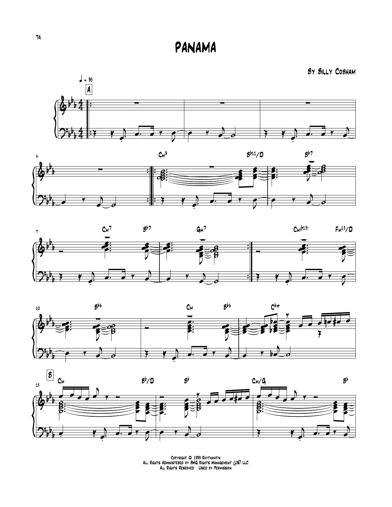 Billy Cobham Panama sheet music notes and chords. Download Printable PDF.