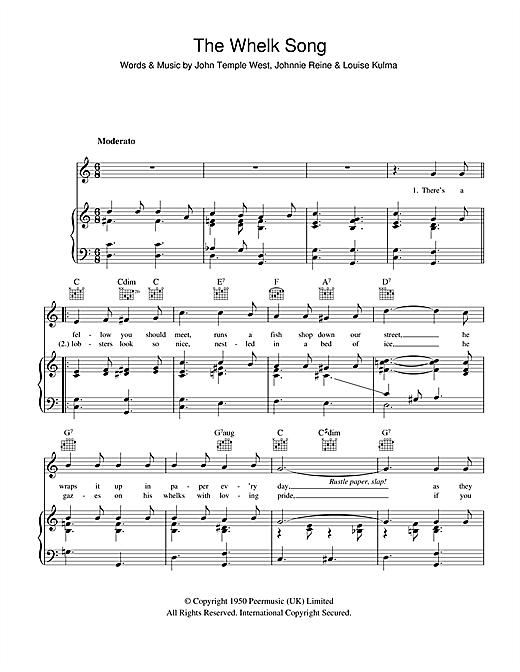 Billy Cotton The Whelk Song sheet music notes and chords. Download Printable PDF.