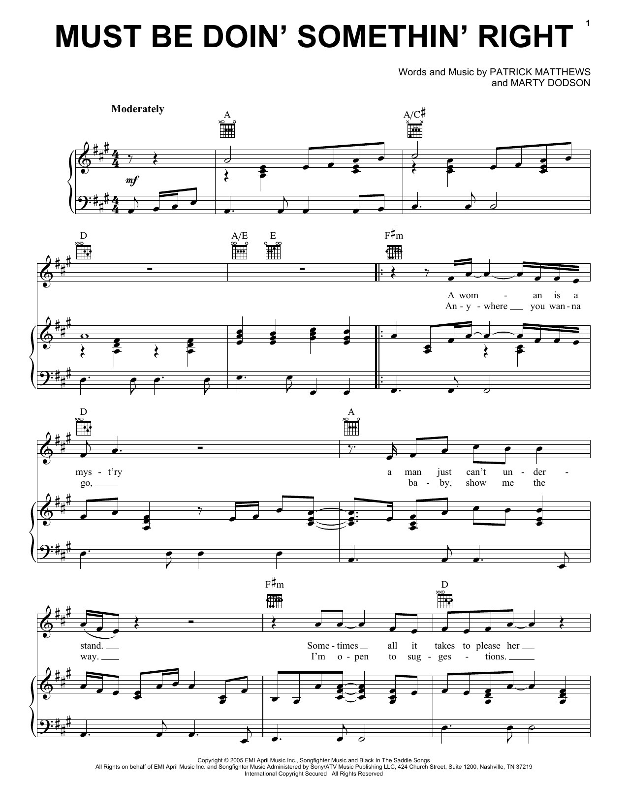 Learn to play Billy Currington Must Be Doin' Somethin' Right sheet music for Piano, Vocal & Guitar (Right-Hand Melody) in minutes. Billy Currington Must Be Doin' Somethin' Right sheet music notes and chords. Download Printable PDF.