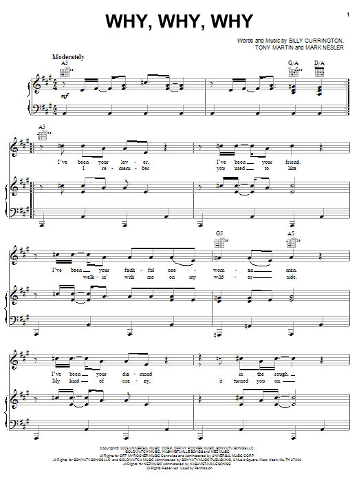 Learn to play Billy Currington Why, Why, Why sheet music for Piano, Vocal & Guitar (Right-Hand Melody) in minutes. Billy Currington Why, Why, Why sheet music notes and chords. Download Printable PDF.